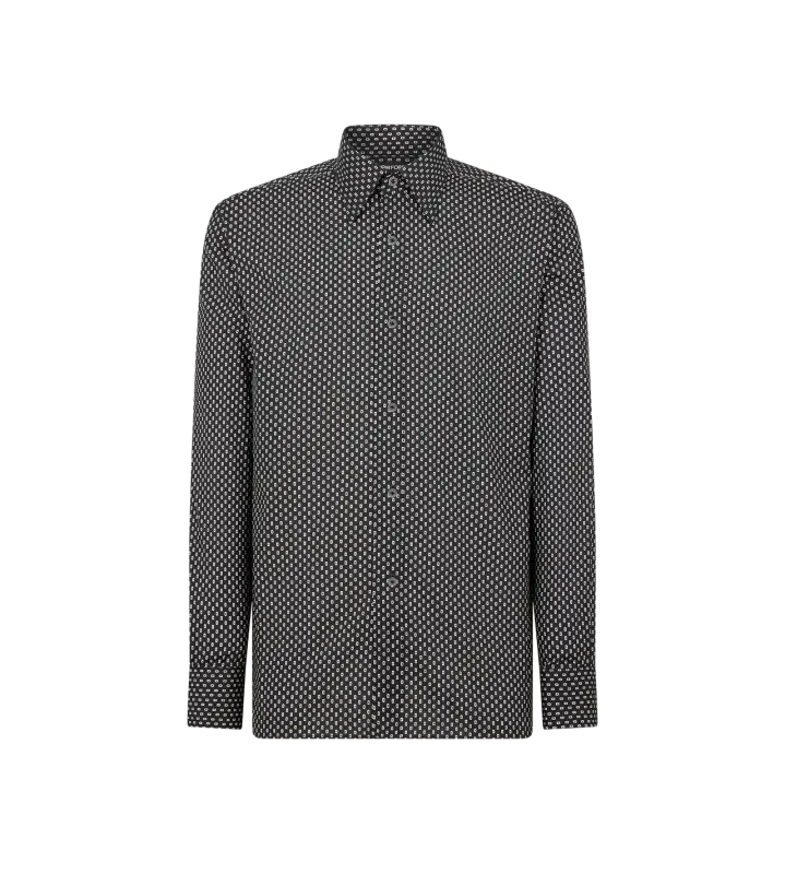 MICRO POIS VOILE FLUID FIT SHIRT BLACK/ECRU online